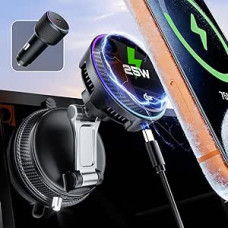 Qi2.2-25W for MagSafe Car Mount with Charging Function, Wireless Car Charger with TEC and Fan, 360° Rotating Strong Magnetic Mobile Phone Holder for iPhone 17 16 Series (with 45W Adapter)