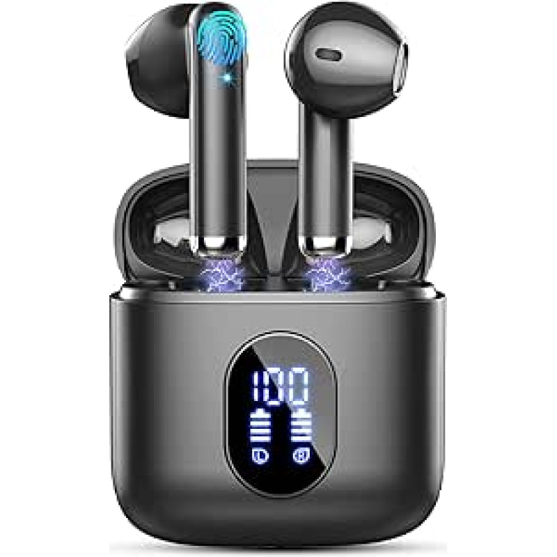 Drsaec Bluetooth 5.4 ausinės, 2025 ausinės į ausis Belaidės Bluetooth 6D Deep Bass belaidės ausinės su 4 ENC mikrofonu, triukšmą slopinančios ausinės, 30 valandų, USB-C, IP7 vandeniui atsparios sportinės ausinės