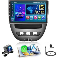 Hikity 2+64G Android 15 Car Radio for Toyota Aygo/Peugeot 107/Citroen C1 2005-2014 Radio Wireless CarPlay Android Car Bluetooth 10.1 Inch Screen Car Radio with GPS Navigation WiFi FM RDS SWC MIC