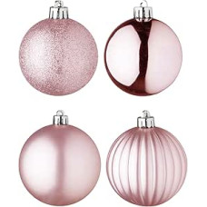 Well Home 100er Set Weihnachtskugeln Rosa in PET-Rohr mit verschiedenen Designs und Ausführungen