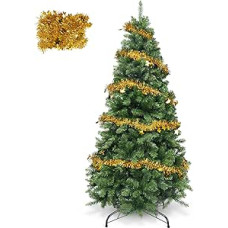 YEAUPE PRO Artificial Christmas Tree with Metal Stand, PVC Christmas Tree with 800 Green Tips, Green - 1 Ribbon (180 cm)