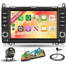 4G + 128G Android Car Radio for Mercedes Benz A/B Class W169 W245 B200 W639 Vito Viano W906 Sprinter Wireless Carplay Android Car 8 Inch Car Radio with GPS Navigation WiFi Bluetooth FM/RDS/SWC Rear