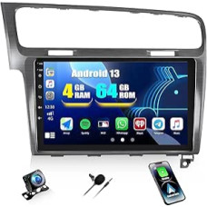 CAMECHO 2025 naujausias 4G + 64G Android 13 automobilinis radijas VW Golf 7 MK7 2013-2018 su Navi Carplay Android automobiliniu belaidžiu ryšiu, dvigubas DIN radijas su 7 colių ekranu, 2 USB, Bluetooth 5.0/FM/RDS + atbuline eiga