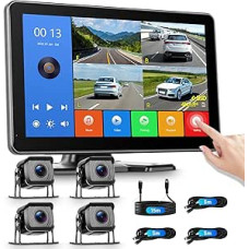 Hodozzy 4 Rear View Cameras 10.1 Inch Touch Screen Monitor 4 Split Screen 360° DVR Blind Spot Assistant Parking Assistant Front Rear Left and Right Rear View Camera with Cable Cameras for Car/Truck