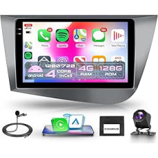 4G+128G belaidis Carplay Android 15 automobilinis radijas Seat Leon 2 mk2 2005-2012 9 colių Incell jutiklinio ekrano automobilinis radijas su Android automobiline GPS navigacija WiFi Mirror Link Bluetooth FM/RDS/EQ/USB/SWC galinio vaizdo
