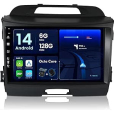 JOYX - [6G+128G] Android 14 automobilinis radijas, tinkamas Kia Sportage (2010-2015) - Integruotas DSP/Carplay/Android automobilis - Be kameros MIC - 9 colių 2 DIN - Palaiko SWC WiFi 4G DAB Fast-Boot 360 kamera