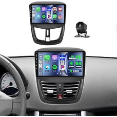 Hikity 8 Core 4+64G Android 15 Car Radio for Peugeot 207 2009-2013, 9 Inch Screen Car Radio with Wireless CarPlay Android Car Bluetooth Hands-Free Kit GPS WiFi DSP FM RDS