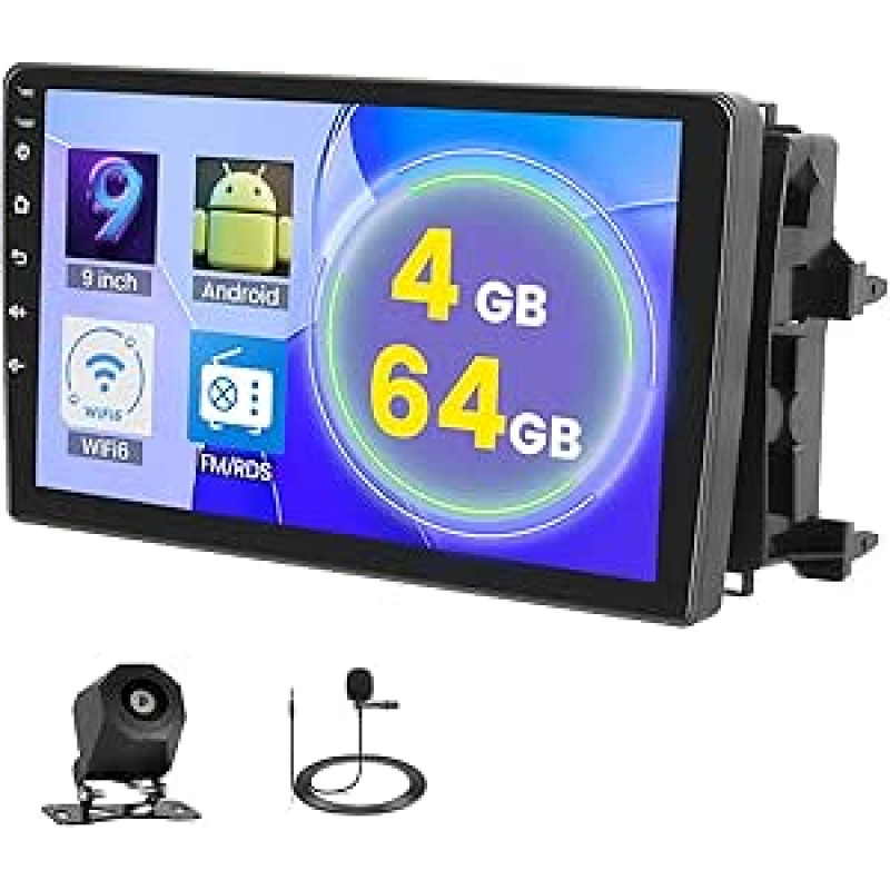 5G WiFi 4+64G Android automobilinis radijas Toyota Auris 2006-2011 Belaidis Carplay Android automobilis, 9 colių IPS ekranas automobilinis radijas su navigacija Bluetooth FM/RDS SWC atbulinės eigos kamera