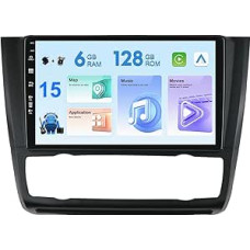 6G + 128G Android 15 automobilinis radijas BMW 1 serijos E81 E82 E87 E88 kamerai + mikrofonas 9 colių IPS palaikymas Carplay/Android Car/GPS/DAB/WiFi/BT5.0/USB/MirrorLink/SWC/FM/360 kamera