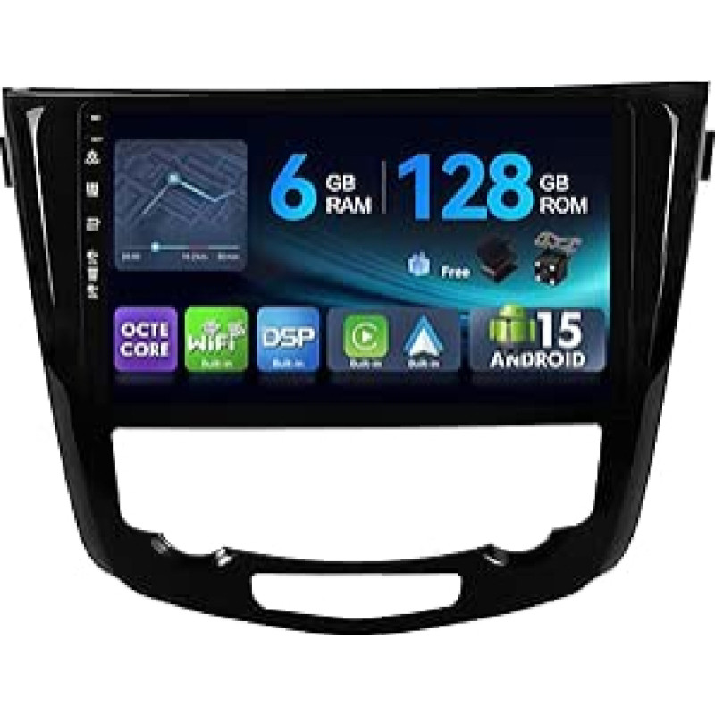 [6G + 128G, aštuonių branduolių] - MSD automobilinis radijas Nissan X-Trail Qashqai J11 Rouge 2014-2018 | Android 15 GPS navigacijos radijas | CarPlay Android automobilio vairo valdymas DSP DAB | atbulinės eigos kamera MIC | 2