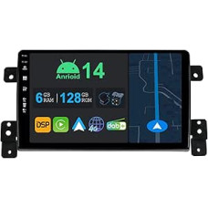 9 Inch Android 14 Car Radio with Sat Nav for Suzuki Grand Vitara 2004-2015 | Octa Core | 6GB 128GB | Built-in 4G LTE | CarPlay & Android Car | DSP | DAB | HDMI | Dual Band WiFi | Bluetooth 5.0