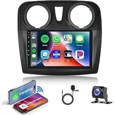 2G + 64G Wireless Carplay Android 13 Car Radio 2 DIN for Renault Dacia Logan 2 Sandero B52 2012-2019 9 Inch Car Radio with Android Car Navigation GPS WiFi Mirror Link Bluetooth FM/RDS/DAB/SWC