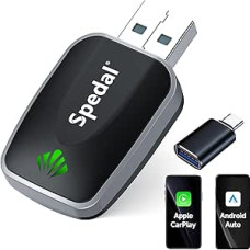 Spedal CL320 CarPlay & Android Car Wireless Adapter - 2 in 1 Converts Wired to Wireless, Plug & Play, Compatible with Cars from 2016, iOS 10+ & Android 11+, Mini & Stable with USB-C/A Cable