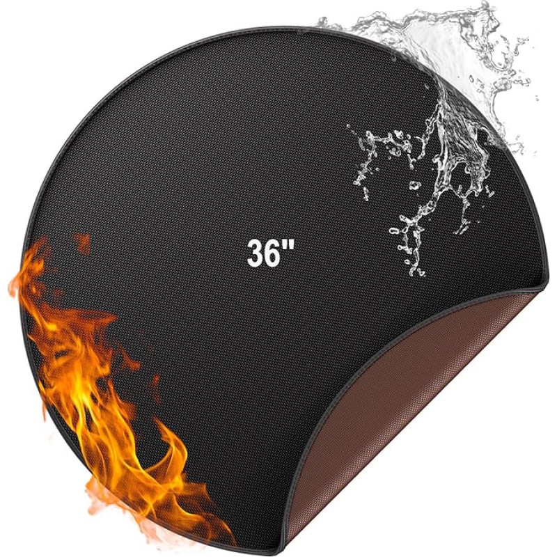 Ugniai atsparus kilimėlis Fire Pit Underlay 2315°C Fire Protection Mat Heat Protection Mat 91.4 cm BBQ Grills Mat Thick Splatter Grill Rug for Floor Patio Deck Lawn, sulankstomas atsparus vandeniui