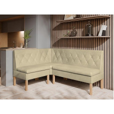 Valgomojo kambario kampinis suolas - virtuvės kampinis suolas su laikymo konteineriu - moderni virtuvės poilsio zona - audinys veliūras - paminkštintas atlošas - smėlio spalvos - Monolith 04-140 x 200 cm