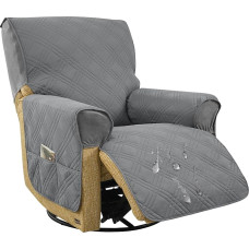 Vandeniui atspari poilsio krėslo apsauga, minkšta 1 sėdimos vietos krėslo apsauga, krėslo pagalvėlė su 6 kišenėmis, neslystanti sofos danga, skalbiama vaikui, šuniui, katei, tamsiai pilka, 1 sėdima vieta