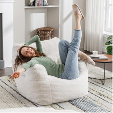 XXL Bean Bag Sofa Made of Teddy Fabric - Soft Bean Bag Chair for Living Room & Bedroom - Comfortable Cuddly Chair for Adults - Ergonomic, Easy to Clean & No Assembly