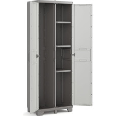 Keter Groove Kunststoffschrank, hoch, beige/sand, 80 x 45 x 180 cm, inklusiv 3 Einlegeböden mit je 30kg Tragkraft (TÜV zertifiziert), für drinnen und draußen geeignet, UV- und wasserbeständig (IPX3)