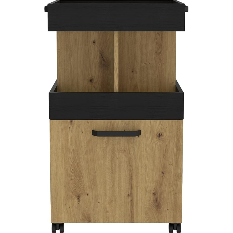 FORTE namų baro spintelė su ratukais ir 1 durelėmis, medžio kompozitas, 