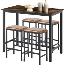 Bar Table with Bar Stool Set, Dining Table, Upholstered Chair, Kitchen Table (120 x 60 x 90.5 cm) with 4 Chairs (39 x 29 x 64.5 cm), Bar Tables & Counters for Dining Room, Living Room