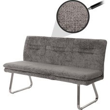Mendler HWC-H70 Dining Room Bench Upholstered Bench Backrest Fabric / Textile Chenille Brushed Stainless Steel 160 cm Dark Grey