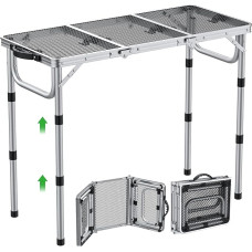 Lengvas ir nešiojamas sulankstomas grilio stalas, 87 x 40 cm ir 3 reguliuojamo aukščio (26/48/70 cm), lengvas ir nešiojamas, sulankstomas stalas, stovyklavimo stalas, šoninis stalas, sodo stalas, pikniko stalas, mažas grilio stalas