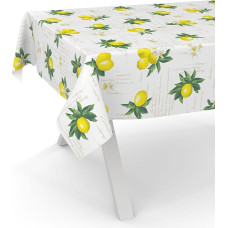 ANRO Oilcloth Tablecloth Washable Wax Tablecloth Garden Tablecloth Round Oval Square 220 x 140 cm Cut Edge Lemon