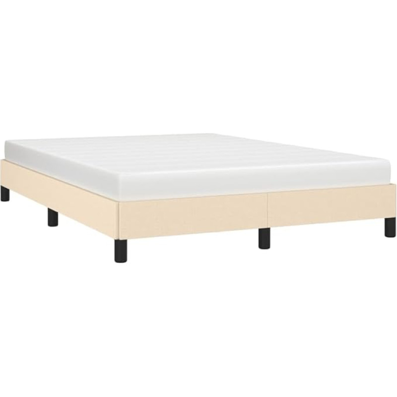 vidaXL Minkšta lova, lovos rėmas su grotelėmis, miegamojo lova, dvigulė lova su atraminėmis kojomis, lovos rėmas, miegamojo baldai, kreminis 140 x 200 cm audinys
