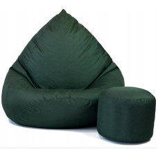 Pupelių maišas su taburete, butelio žalumo, 112 x 82 x 82 cm, XXL suaugusiųjų pupelių maišas su užpildu, miegamojo ir svetainės baldai, vidaus pupelių maišai, atsparūs vandeniui, poilsio kėdė, pupelių maišas