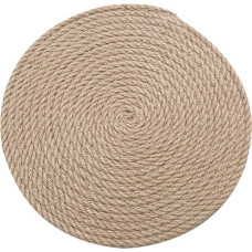 UKCOCO Leinen Tischset XL Rund Hitzebeständig Isoliermatte rutschfest für Küche Esszimmer im Landhausstil