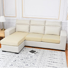 Velveto sofos sėdynės pagalvėlės užvalkalas, tempiamasis sofos užvalkalas, 1 dalies sofos pagalvėlės apsauginis užvalkalas, minkšta baldų apsauga (kreminis, 4 sėdimų vietų)