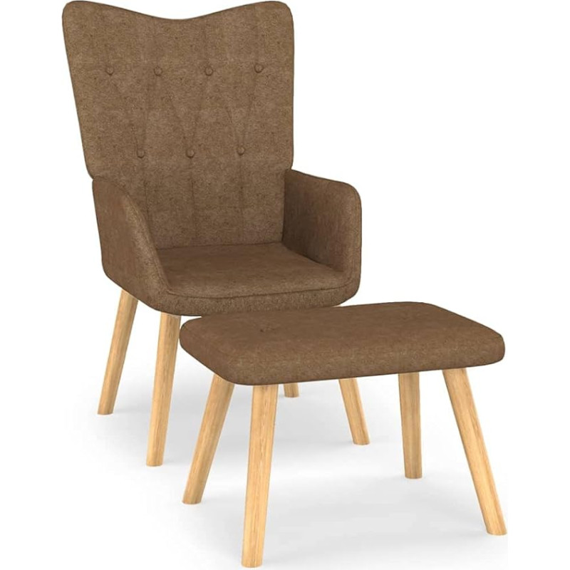 vidaXL poilsio kėdė su taburete Minkšta kėdė Atsipalaidavimo kėdė Virtuvės kėdė Svetainės kėdė Valgomojo kėdė Kėdė su porankiu Taupe audinys