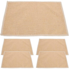 FUOYLOO 6 Stück Tischsets Jute mit Spitze Rutschfestes Platzset Hitzebeständig Dekorative Unterlage für Küche Esszimmer Restaurant