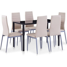 vidaXL valgomojo stalo komplektas 7 dalių valgomojo stalo komplektas Virtuvės stalas Valgomojo kėdžių stalas Valgomojo stalas Valgomojo stalas su 6 kėdėmis Kapučino rudos spalvos