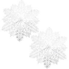 HOMSFOU 2 Stück Weihnachtliches Tischset Schneeflockenform 38cm PVC Tischunterlage rutschfest und Abwaschbar für Festliche Weihnachtsdeko