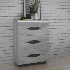 FORTE Universe 80 85 komoda su 4 stalčiais ir užapvalintomis įleistomis rankenomis, pilka, 81,4 cm pločio x 108,2 cm aukščio x 41,8 cm gylio, 81,4 cm pločio x 108,2 cm aukščio x 41,8 cm gylio
