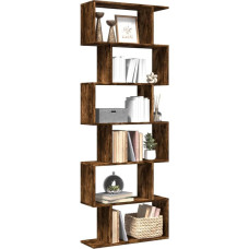Bücherregal Raumteiler Regal 6 Etagen Standregal Hochregal Aktenregal Bücherschrank Aufbewahrungsregal Büroregal für Wohnzimmer Küche Büro Räuchereiche 70x24x193 cm