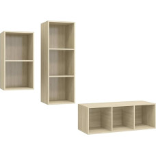 TV Schrank,3-TLG. TV-Schrank-Set Sonoma-Eiche Holzwerkstoff,TV Board Hängend Schrank Fernsehschrank TV Bank Wohnzimmer Möbel Modern Wandschrank für Wohnzimmer Schlafzimmer