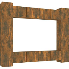 TV Schrank,8-TLG. TV-Schrank-Set Räuchereiche Holzwerkstoff,TV Board Hängend Schrank Fernsehschrank TV Bank Wohnzimmer Möbel Modern Wandschrank für Wohnzimmer Schlafzimmer