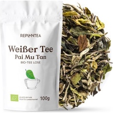 REPLANTEA Ekologiška baltoji arbata 100 g | Aukščiausios kokybės Pai Mu Tan (Bai Mu Dan) arbata | Švelni, elegantiška ir turtinga antioksidantų | Mažai kofeino (60+ puodelių)