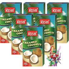 RISH 100% grynas kokosų kremas su kokosų kremu + mažas laimės talismanas (6 x 200 g)