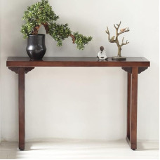 Siauras riešutmedžio konsolinis staliukas iš medžio masyvo 12