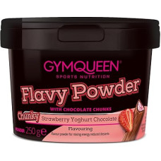 GymQueen Flavy Powder 250 g, Chunky Strawberry Yoghurt Chocolate, Low-Calorie Flavour Powder for Sweetening, Baking and Refining Food, Rich in Fibre