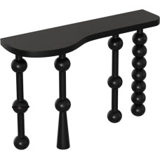 Juodos spalvos, siauras stalelis su geometriniu rėmu, medžio masyvo, lengvai surenkamas, idealiai tinka už sofos, svetainėje, prieškambaryje, prieškambaryje (120 cm)