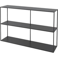 Narrow Console Table with 3 Shelves, Side Table Narrow with Wrought Iron Frame, Modern Minimalist Style, Hallway Table for Living Room, Hallway and Sofa (Black)