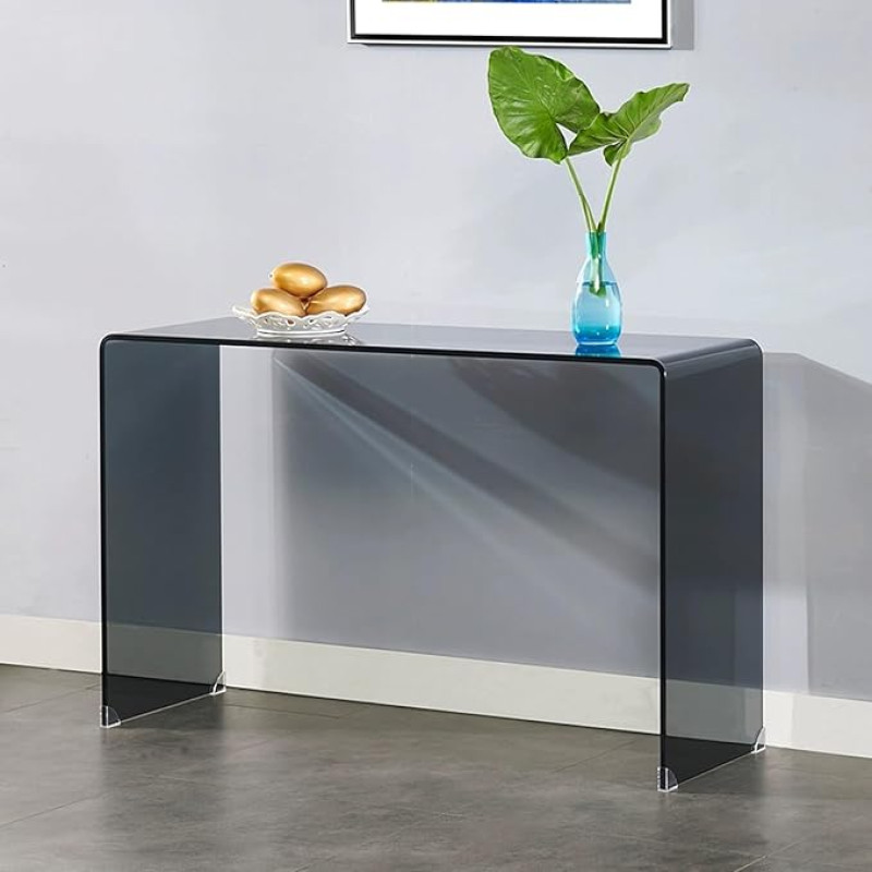IBOWZ konsolinis stalas su stiklo ir akrilo veidrodžio paviršiumi, įėjimo stalas, ilgas akcento stalas, fojė sofa svetainei, prieškambariui, biurui