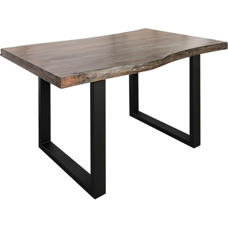 MASSIVMOEBEL24.DE Freeform 5 Akacijų medžio stalas 140 x 90 x 77 Pilka lakuota / U formos kojos Matinis antracitas