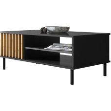 Newroom Ebono.Five kavos staliukas Juodas laukinio ąžuolo svetainės staliukas Modernus senovinis 110,5 x 42 x 67 cm (plotis x aukštis x gylis) Kaimo namų stiliaus sofos staliukas