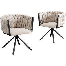 Pasukamos valgomojo kėdės, skirtos 2 asmenims, kėdės su porankiais, valgomojo kambario kėdės, 71 cm aukščio, su metalinėmis atraminėmis kojelėmis, aksominės virtuvės kėdės, valgomojo kambario kėdės, pasukamos, valgomasis