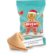 Lucky Cookies Christmas Gingerbread Man 15 Lucky Cookies in a Bag with Gingerbread Flavour in Advent and as Filling for the Advent Calendar, Santa Gift, Secret Santa Gift